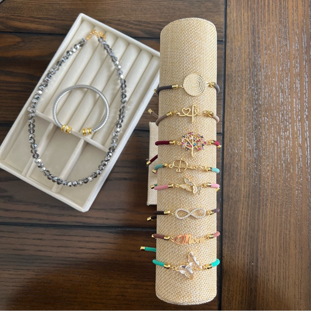 Braided cord bracelet with Spanish Our Father